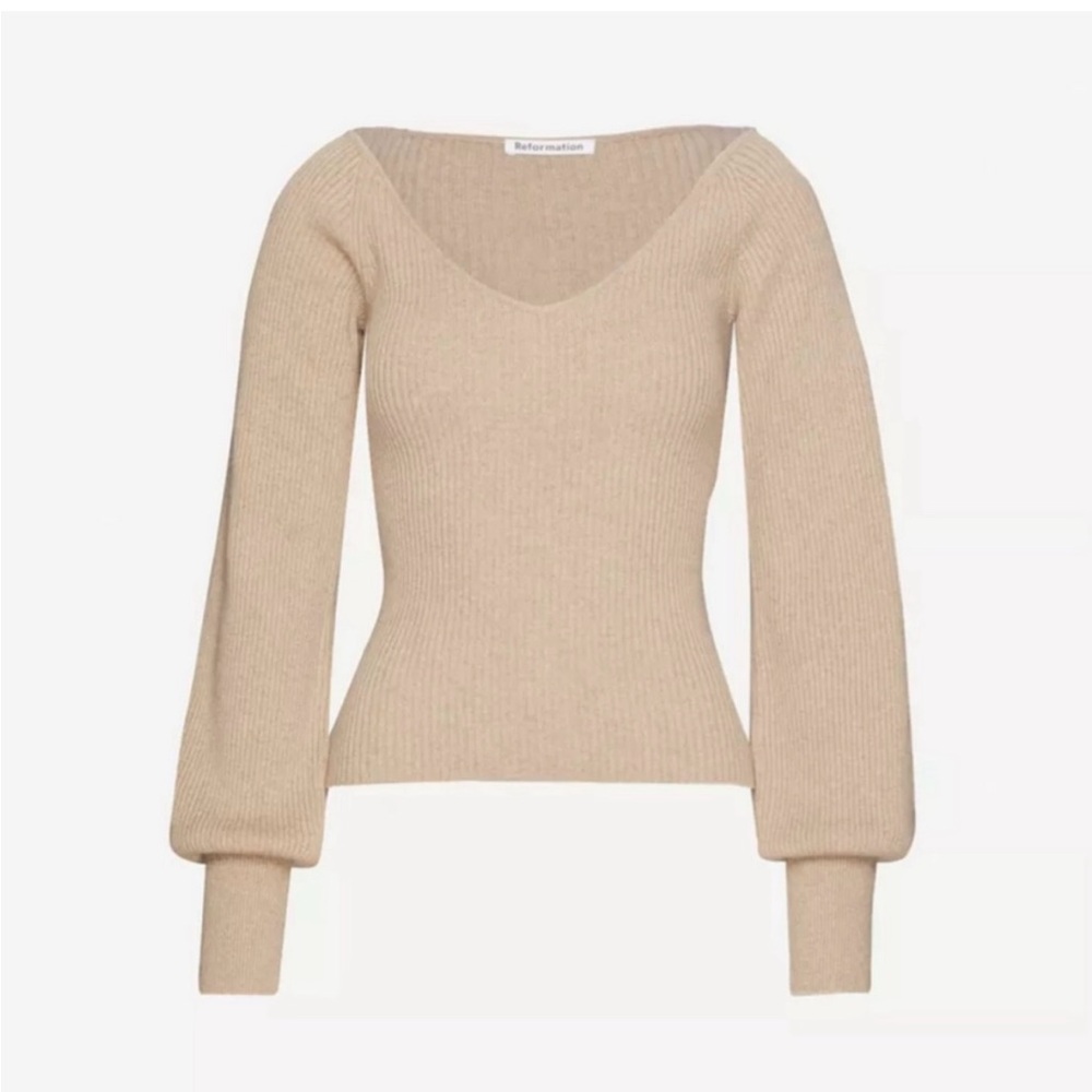 Reformation Hart Cashmere Sweater Oatmeal Medium